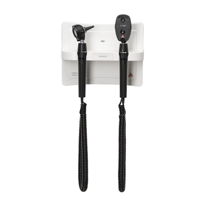 Set 2 dispozitive monitorizare medicala, Heine, Otoscop K180 LED & Oftalmoscop K180, tehnologie LED, negru
