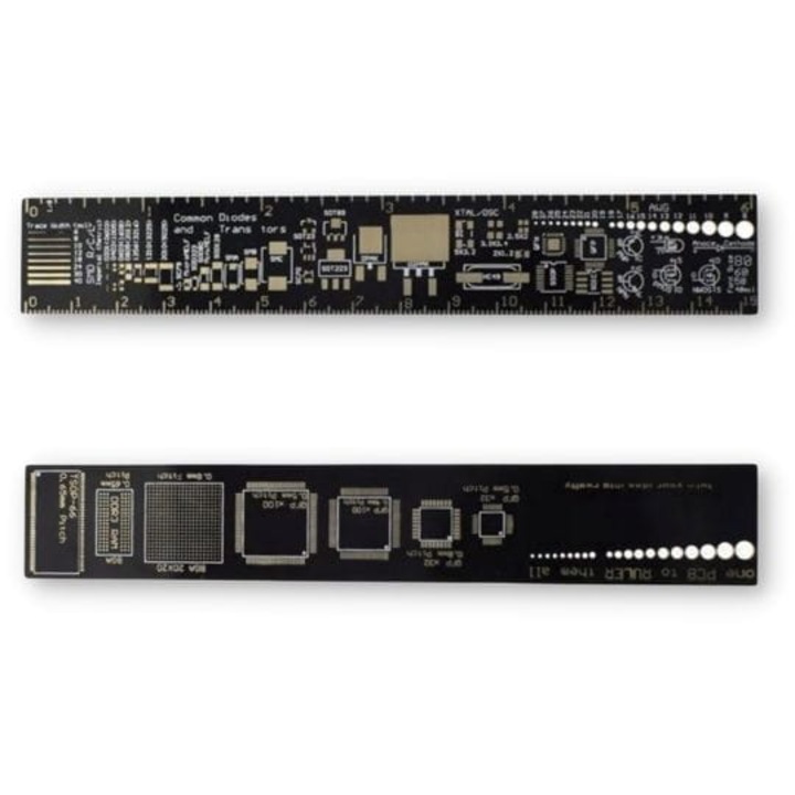 Rigla PCB, elemente SMD, grosimea traseelor, placuta dubla, 15 cm, 6 inchi, alb