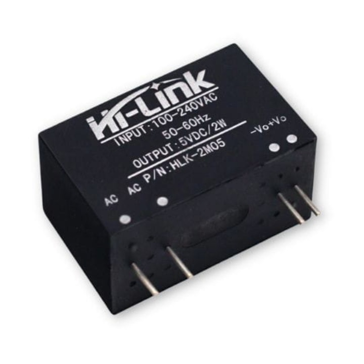 Convertor, HLK-2M05, 5V DC, 400mA, protectie, 30 x 19 x 19 mm