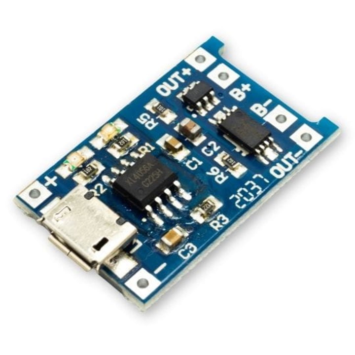 Incarcator Li-ION, TP4056, modul, microUSB, protectie, 28 x 17 x 4 mm