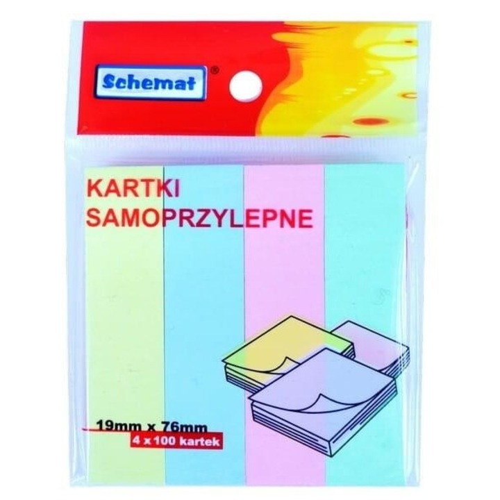 Set de 100 de marcaje autoadezive 19x76mm, Schemat, mix 4 culori, blister