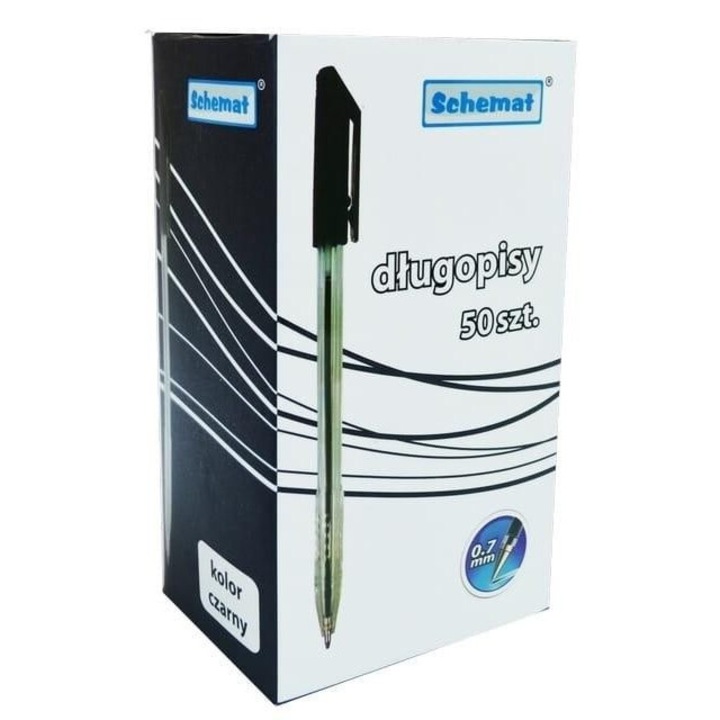 Set 50 pixuri, Schemat, Dlugopis 0,7mm, negru, 83x163mm