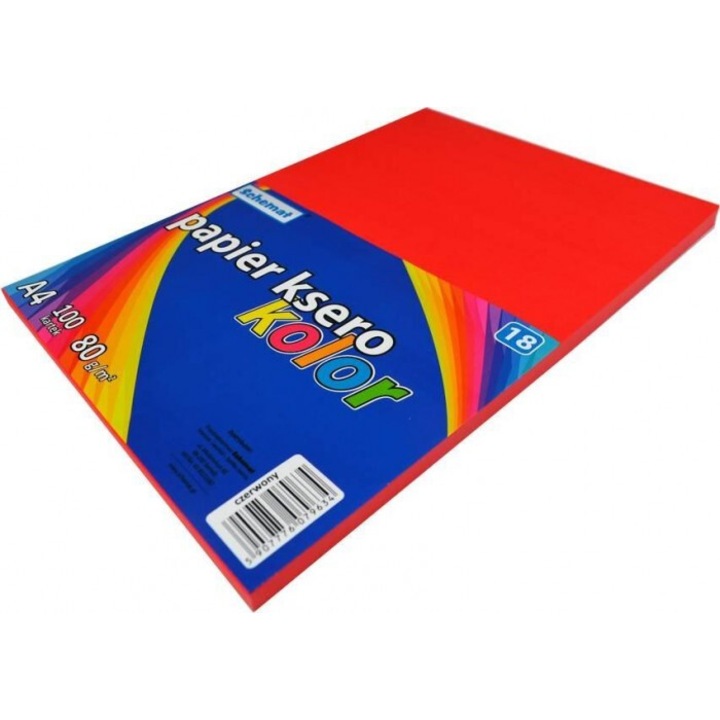 Копирна хартия А4, Схема, 100 листа, 80 гр/м2, червена, 300х221 мм