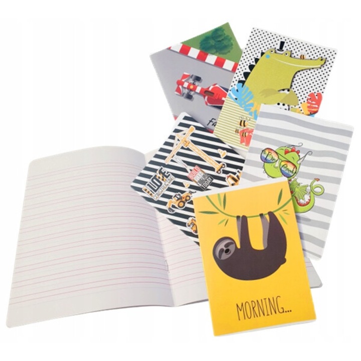 Caiet A5 16 pagini linie, Schemat, mix de modele, set 20 bucati