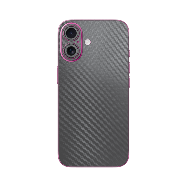 Folie iSkinz pentru Apple iPhone 16 Plus - Carbon Negru, 360 Cut, Skin Adeziv Full Cover, Protectie Carcasa Spate si Laterale