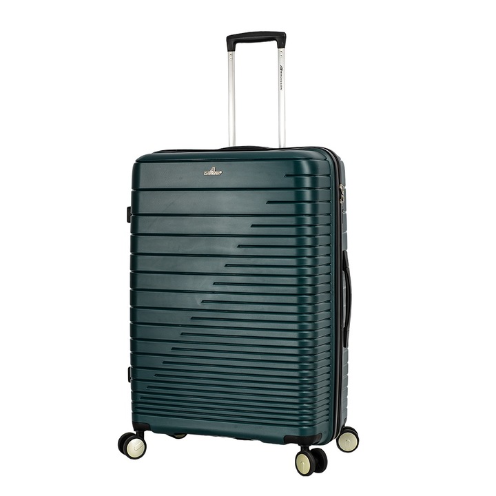 Troler Extra Large Madisson SW33703, Polipropilena, 4 Roti Duble, Cifru, 87 cm, Verde inchis