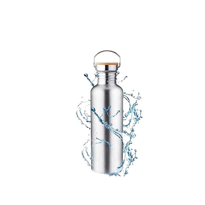 Бутилка за вода от неръждаема стомана, Mmgoqqt, лека, устойчива на корозия, 750 ml