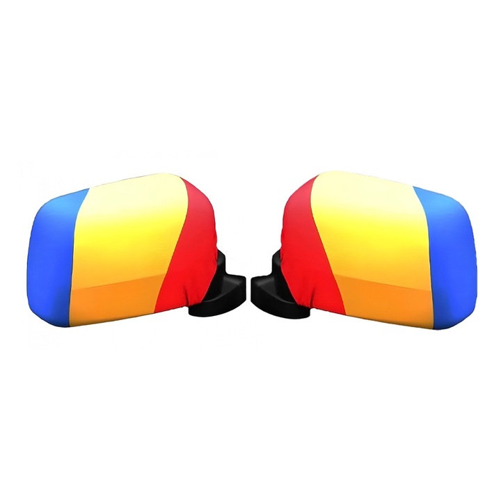 2x Huse Tricolore pentru Oglinzi Auto, OPTIM SOLUTION, Dimensiune Ajustabila datorita Elasticului, Culori Vibrante, Patriotism, Simbol al Traditiilor, 18 x 23 cm, Multicolor