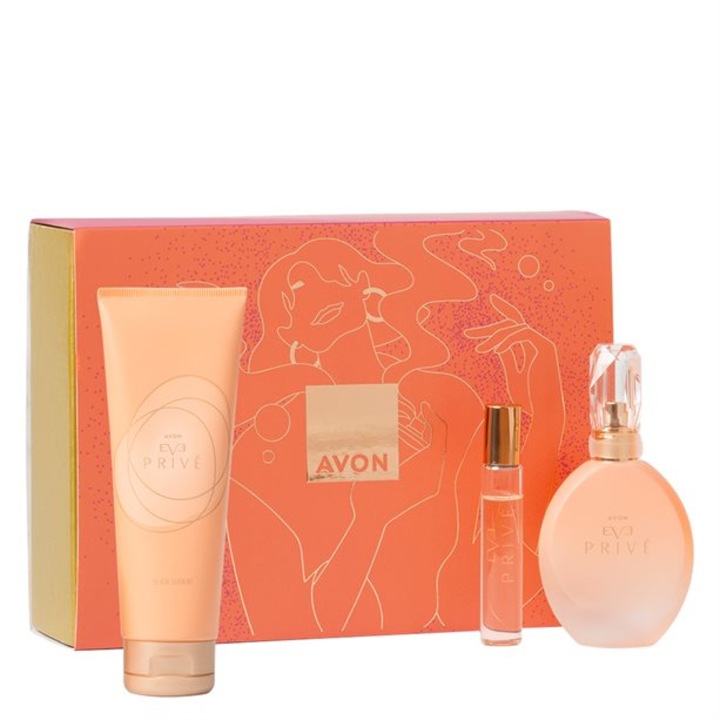 Set cadou Eve Prive, Avon - Apa de parfum 50 ml, Lotiune de corp 125 ml si Mini-Apa de parfum 10 ml
