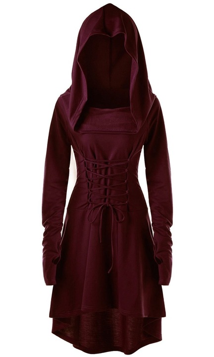 Дамска рокля QttvbTna, Дълъг ръкав, Зелен, Бордо