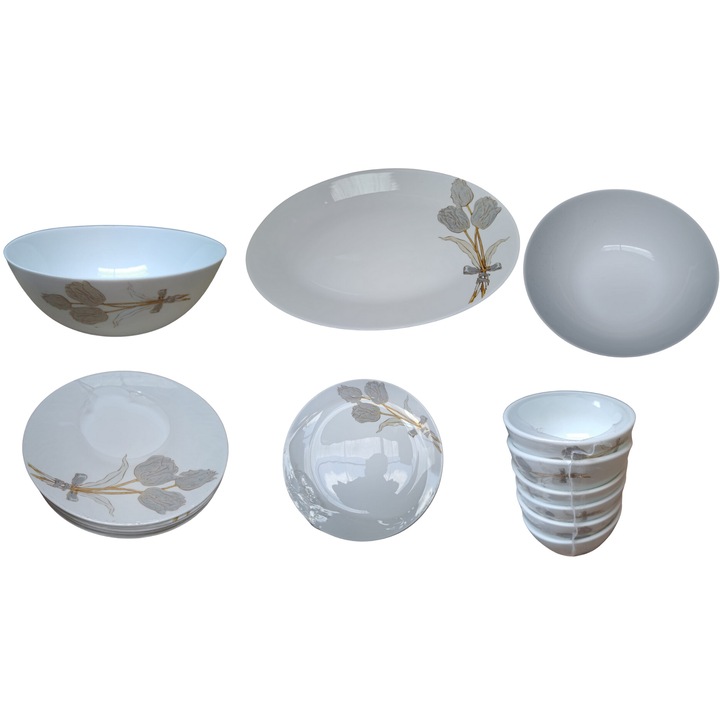 Set Farfurii Dayana, 26 Piese, Material Opal, Design Floral