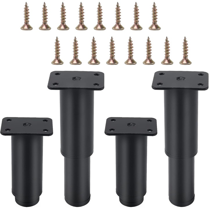 Set de 4 picioare de mobilier din aliaj de aluminiu, ajustabile 8x12cm, antiderapante, pentru proiecte DIY