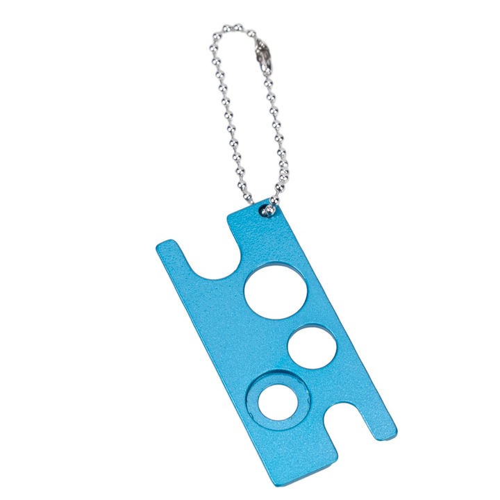 Deschizator pentru diferite capace si sticlute cu lant - bleu, Createur