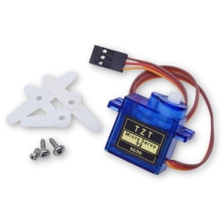 Servomotor, SG90, compatibil Arduino, moment obrotor 1.2-1.4kg/cm, 180°, compatibil cu placi Arduino