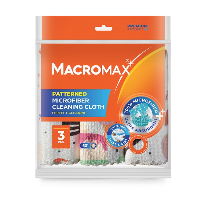 МАКРОМАКС микрофибърни кърпи с десен 3 бр