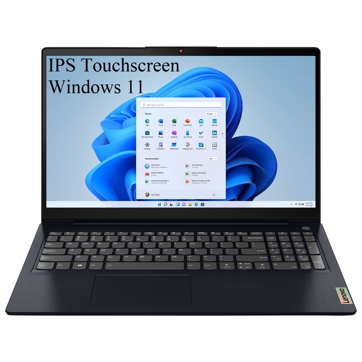 Laptop Lenovo IdeaPad 3 15IAU7, 15.6" FHD IPS 300nits Érintőképernyő, Intel Core i5-1235U 10 magos, 12 GB DDR4, 512 GB SSD m2 PCIe, Intel Iris Xe Graphics, Windows 11 Home, 1.63 kg Abyss Blue