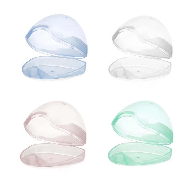 Set 4 huse pentru suzeta Cutie depozitarea, SINBINTA, Fara BPA si non-toxice, Catarama sigura si design cu arc, Convenabil de transportat si la indemana, Pentru geanta de scutece, carucior, patut, PP, 17x58mm, Multicolor