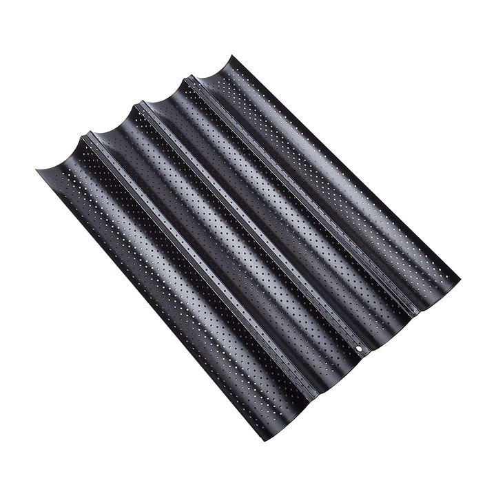 Perforált tapadásmentes tepsi, SIBINTA, 230°C-ig ellenáll, Tartós ellenállás, Könnyen használható és tisztítható, Barkács kenyérhez, Fém, 38x33cm, Fekete