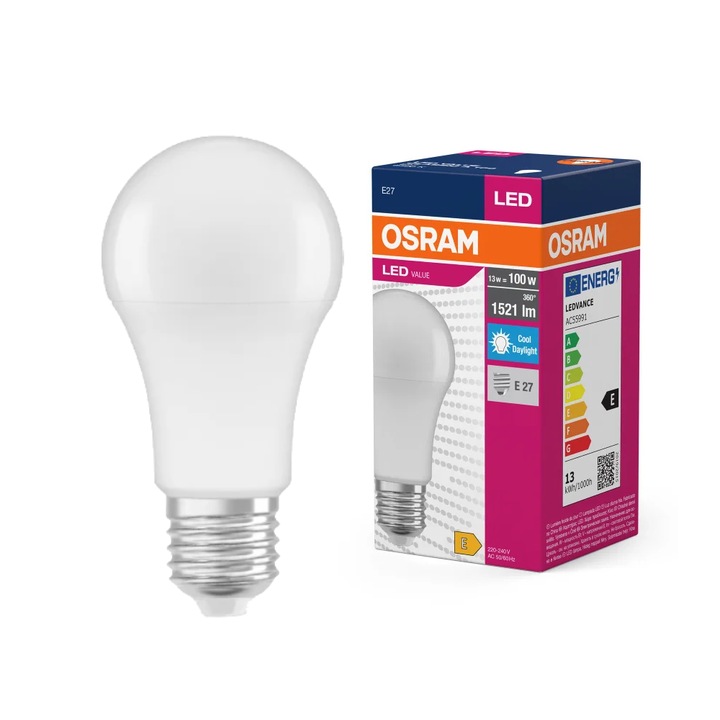 LED крушка, 13W, студена дневна светлина, 1521 лумена, Osram, енергиен клас E