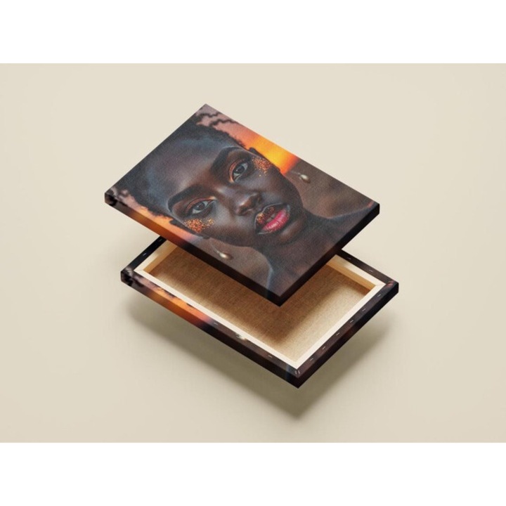 Картина на платно - Орел, летящ над планини с жълт клюн - 50x100 см