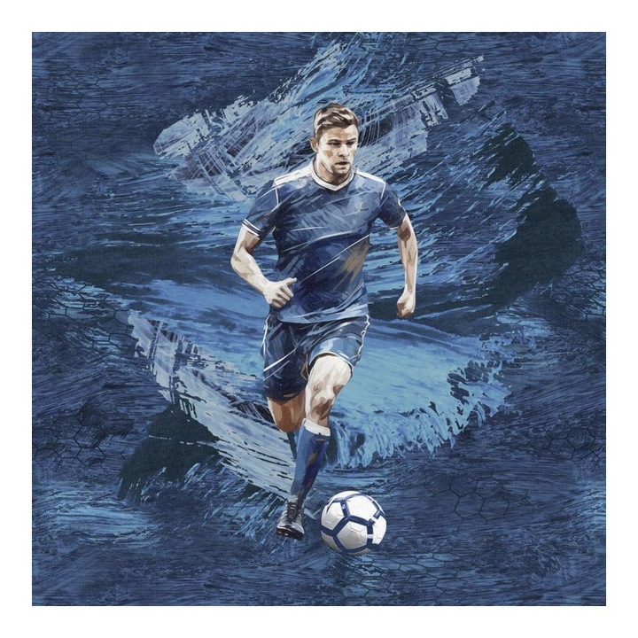 Material textil, Panou din tricot french terry 40x50 cm Fotbalist, bumbac 95%, elastan 5%