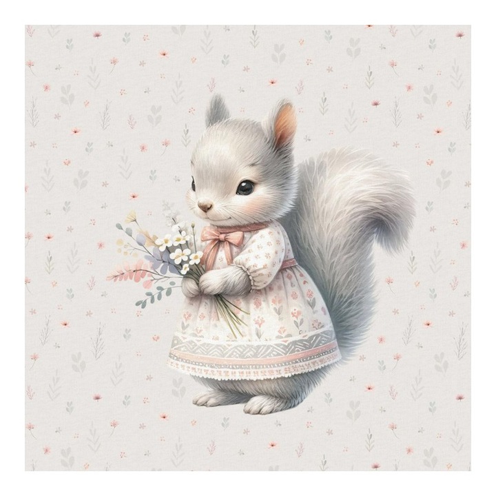 Material textil, Panou din tricot french terry 40x50 cm Veverita blanda, bumbac 95%, elastan 5%