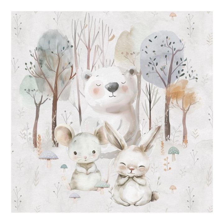 Material textil, Panou din tricot french terry 40x50 cm Padurea de lapte, bumbac 95%, elastan 5%