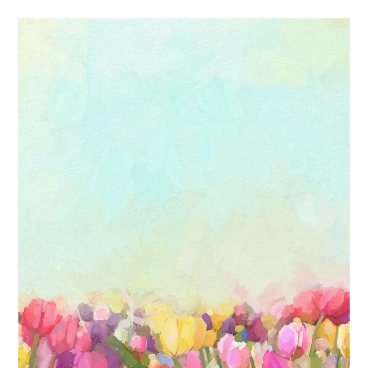 Material textil, Panou din tricot french terry 55x75 cm Lalele colorate, bumbac 95%, elastan 5%