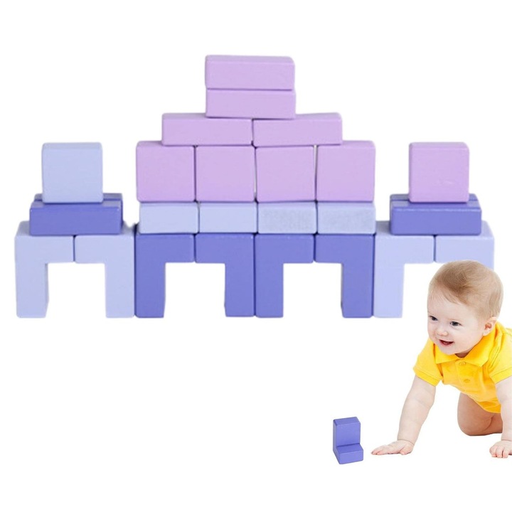 Cuburi de Construit Diverse Forme, 26 de Piese, Geometric Blocks
