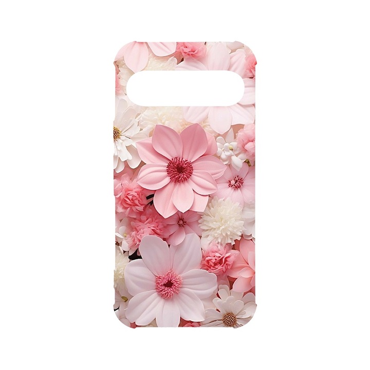 BestCase® Husa Anti Shock 1.5MM, Compatibila cu Google Pixel 9 Pro, Pink And White Daisy, Air cushion Technology, AS 1145
