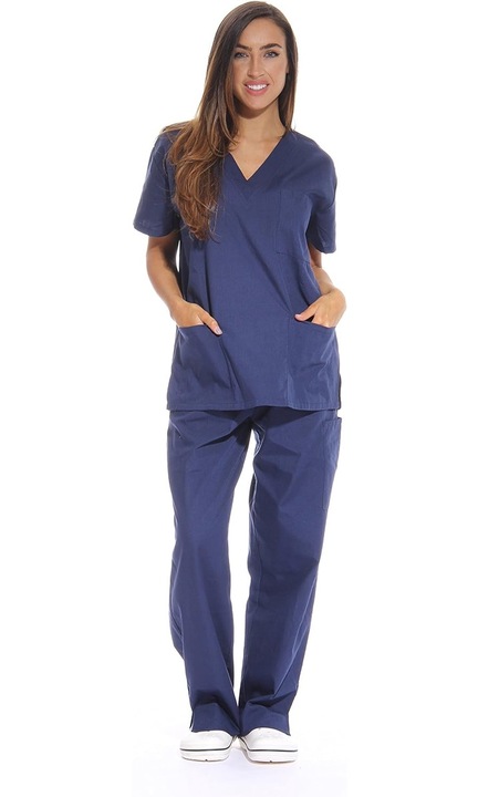 Costum medical de dama QttvbTna, Bumbac/Poliester, Bleumarin, L