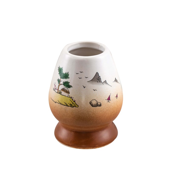 Suport Ceramic Chasen Matcha Kusenaoshi Sangaku Bej