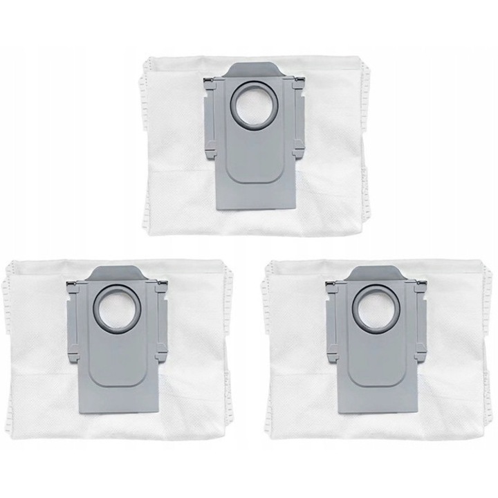 Set de saci pentru aspirator, Roborock S8+ / S8 Pro Ultra, S7 Maxv Ultra / Q7 / Q7+, Calitate Superioara, Capacitate Mare, Design Inteligent Pentru Inchidere Automata, Materiale De Inalta Calitate, 3 Bucati