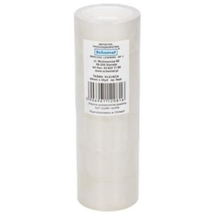 Set 6 role banda adeziva 24mmx18.3m Schemat, folosita pentru birou si acasa