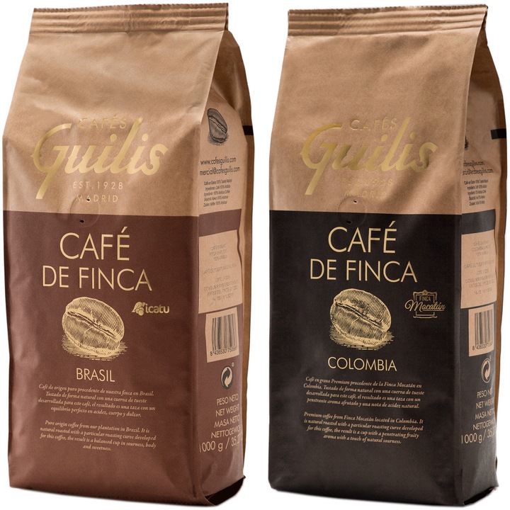 Cafea boabe 100% Arabica Brazilia + Columbia 2 x 1kg Cafes Guilis