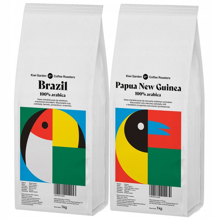 Cafea boabe proaspat prajita 2x1kg BRAZILIA PAPUA Kiwi Garden