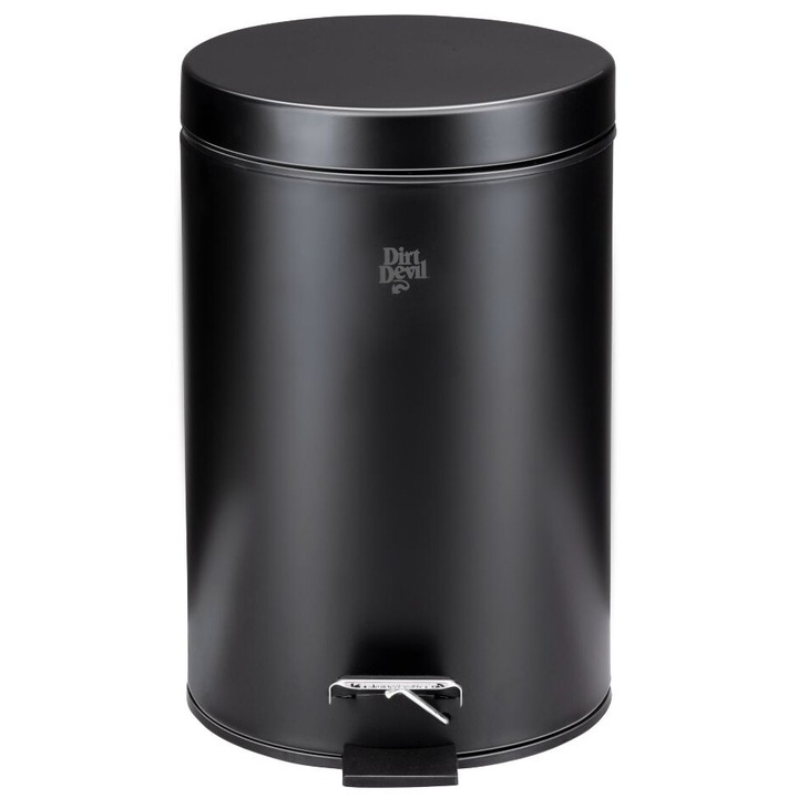Pedálos szemetes, Dirt Devil, Rozsdamentes acél, 12 l, 27,2x25,5x40,2 cm, Fekete