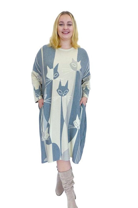 Ruha, Nelino, poliészter, macskák, arany/kék, egy méret INTL