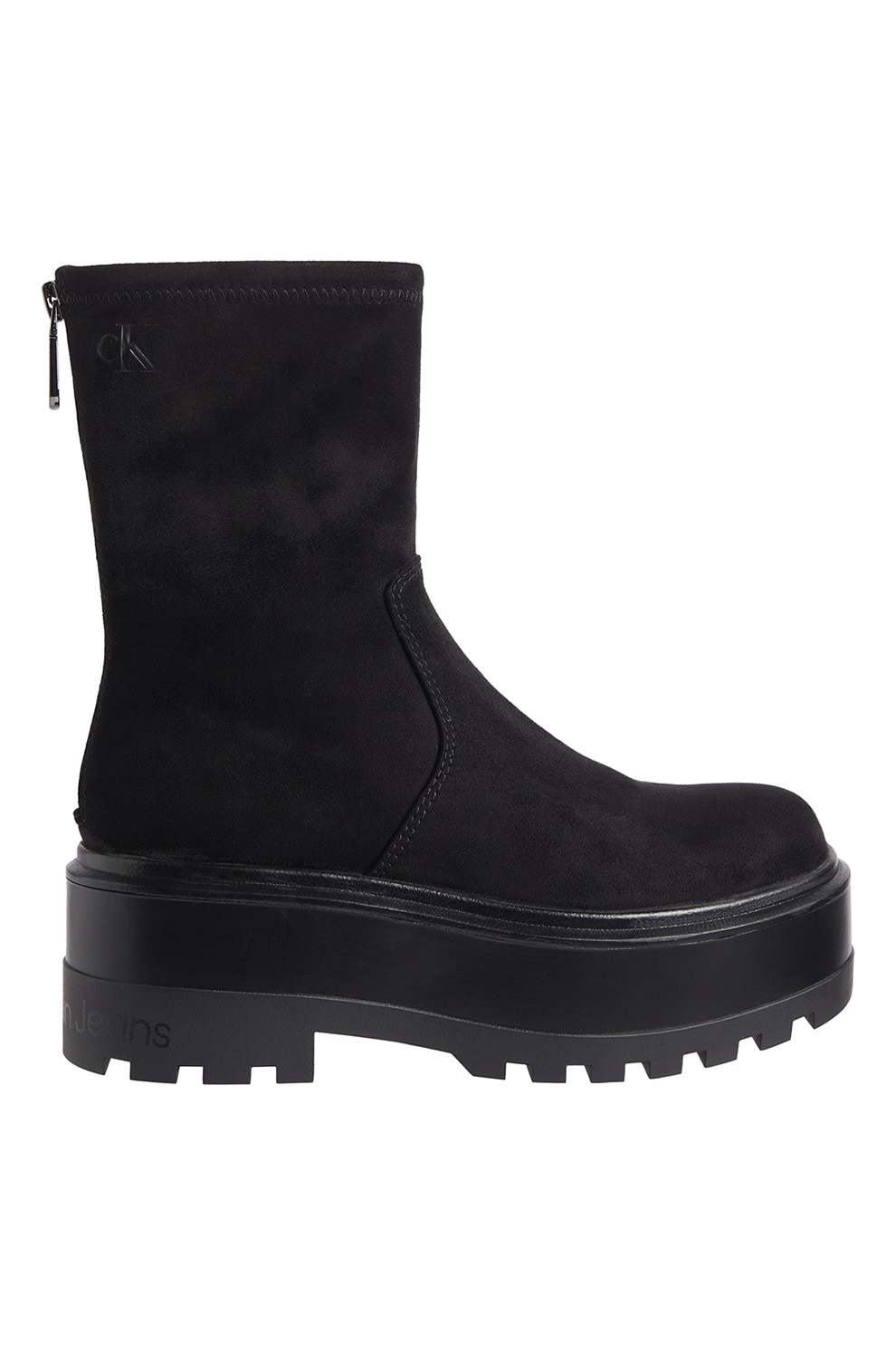 Love Moschino, Cizme mid-calf cu imprimeu logo, fara inchidere