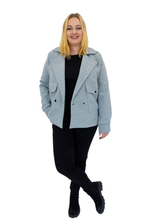 Palton scurt dama, Nelino, Poliester/Bumbac, Negru/Gri, 40 EU