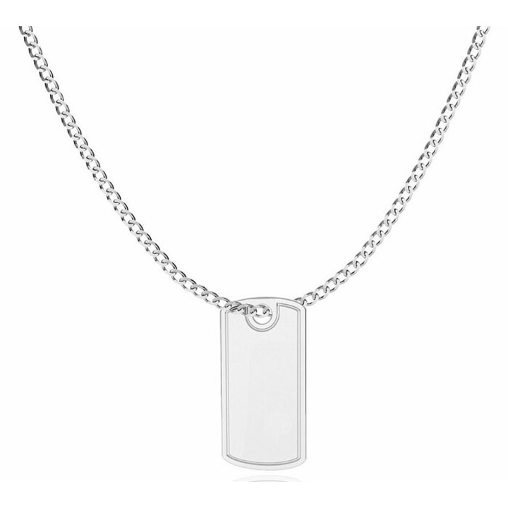 Férfi nyaklánc, Olivier Sanders medállal, rozsdamentes acél, ezüst