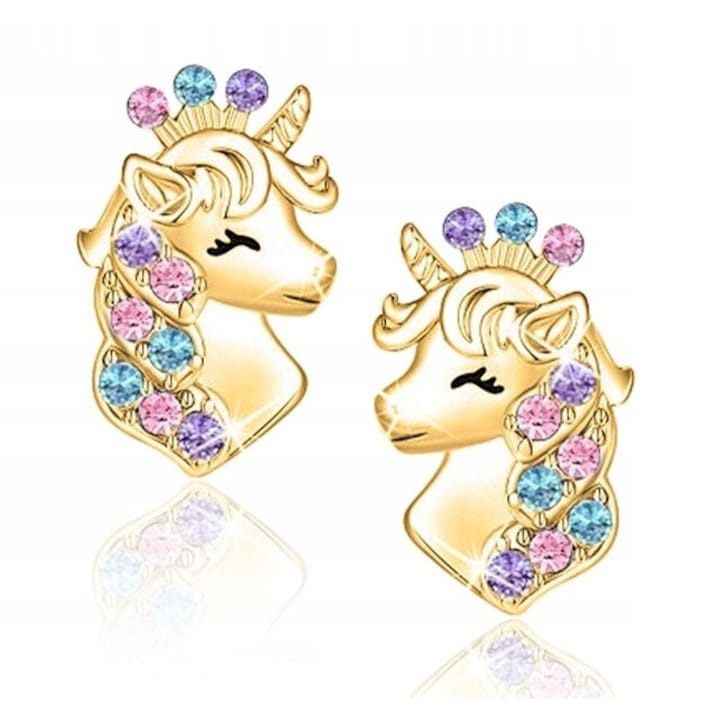 Fülbevaló lányoknak, Olivier Sanders, rozsdamentes acél, aranyozott, kristályokkal, 1,3x0,8 cm, arany