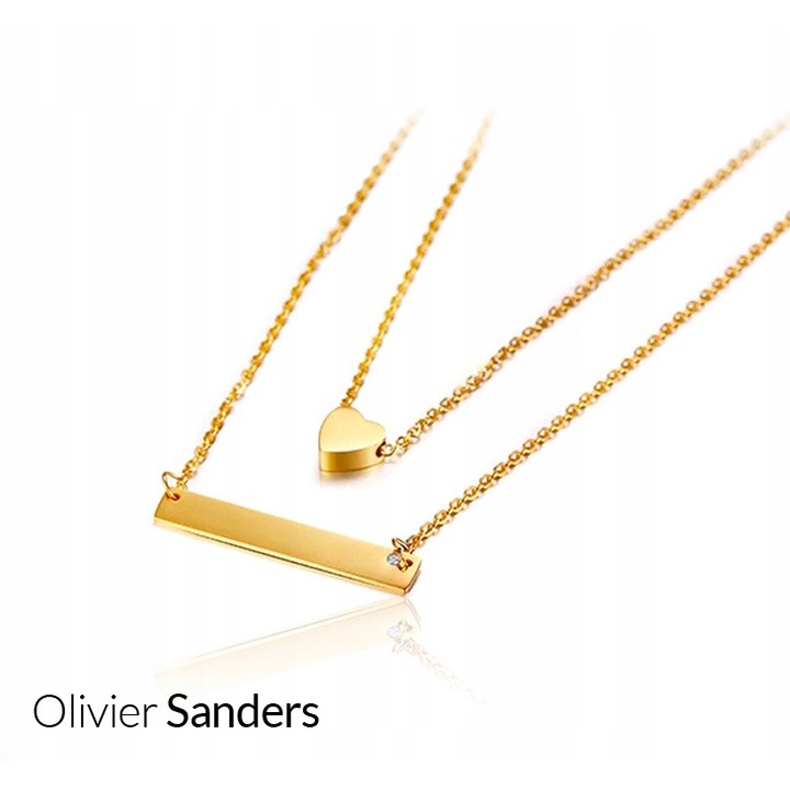 Colier aurit pentru femei, Olivier Sanders, choker cu motiv inima, 36x40.5cm