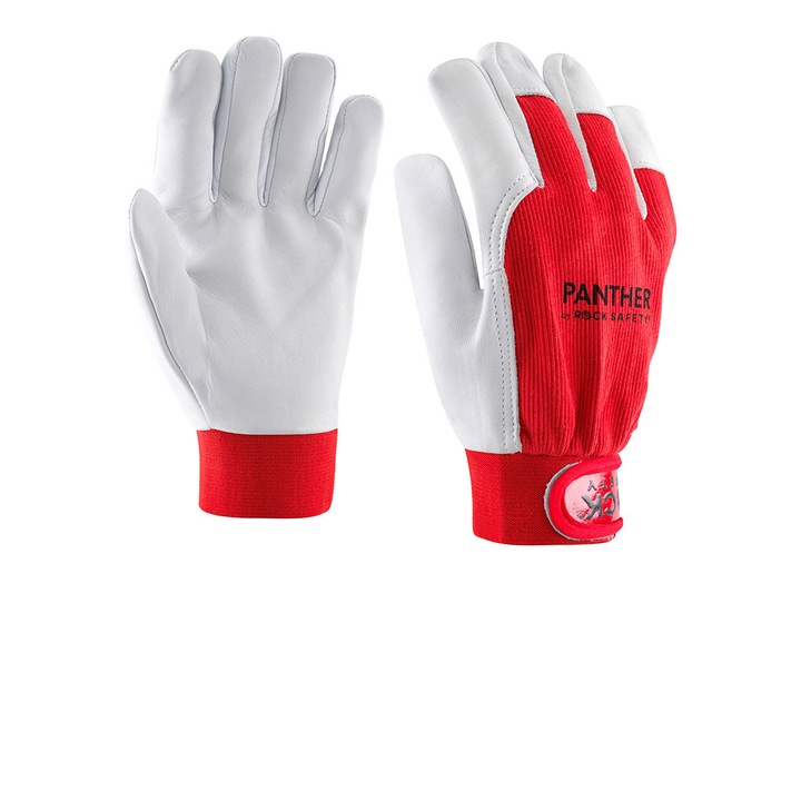 Manusi din piele de capra, culoarea gri, cu dosul mainii rosie, marimea 7