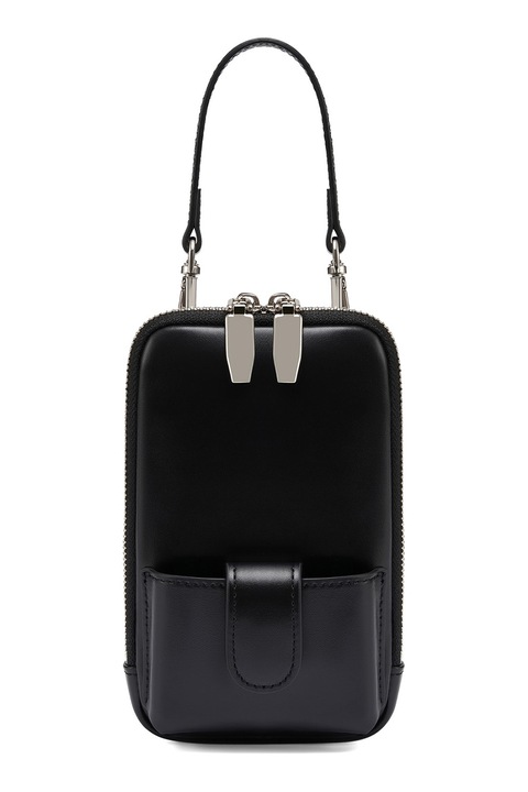Potamy Premium, Geanta crossbody de piele cu aspect de piele de sarpe pentru telefonul mobil, Negru