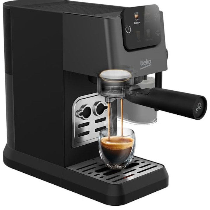 Еспресо машина 3в1 BEKO CEP5464DX, Ръчна, 1.1l, 1600W, 20 бара, система за капучино, черна