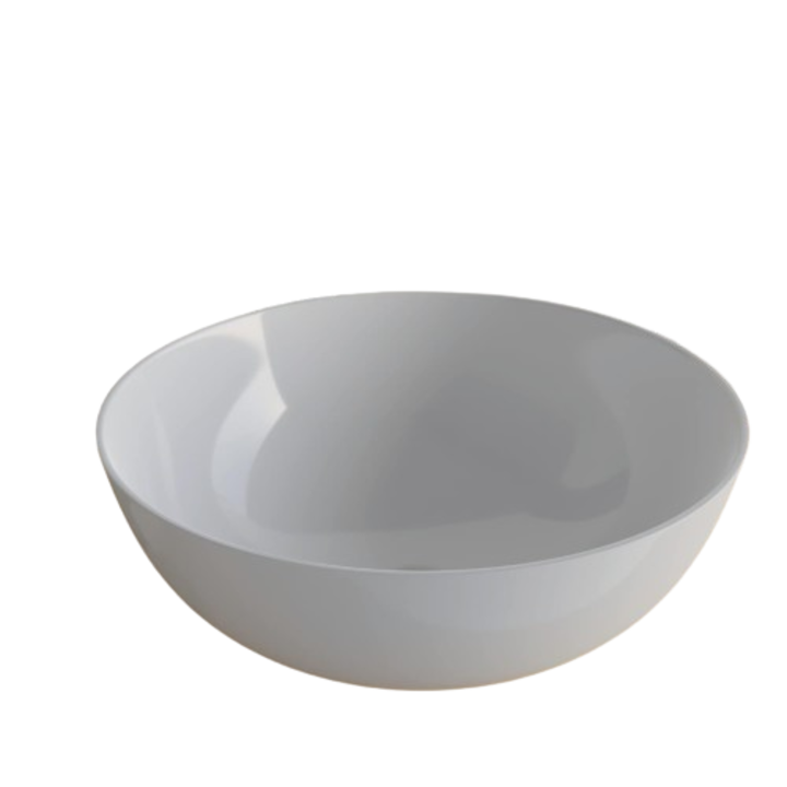 Lavoar VMbathrooms rotund cu efect lotus, de blat pentru baie si toaleta de oaspeti, fara orificiu pentru robinet, 35.8 x 35.8 x 14.5 cm, alb Pur