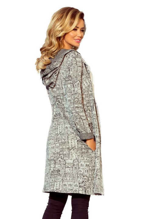 Palton Crombie pentru femei, Numoco, Bagderdeiz, gri, Gri, S