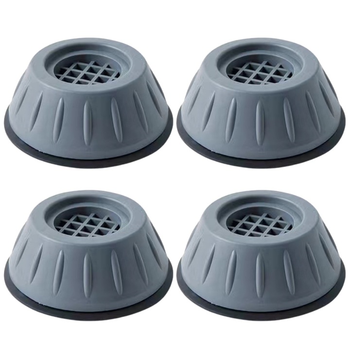 Set 4 picioare antisoc si antiderapante SDEPOT®, pentru masina de spalat, gri