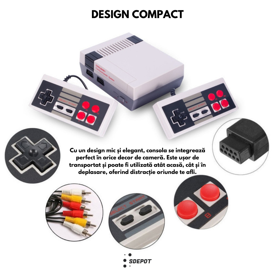 Consola retro SDEPOT®, cu 620 de jocuri incluse, 4 butoane